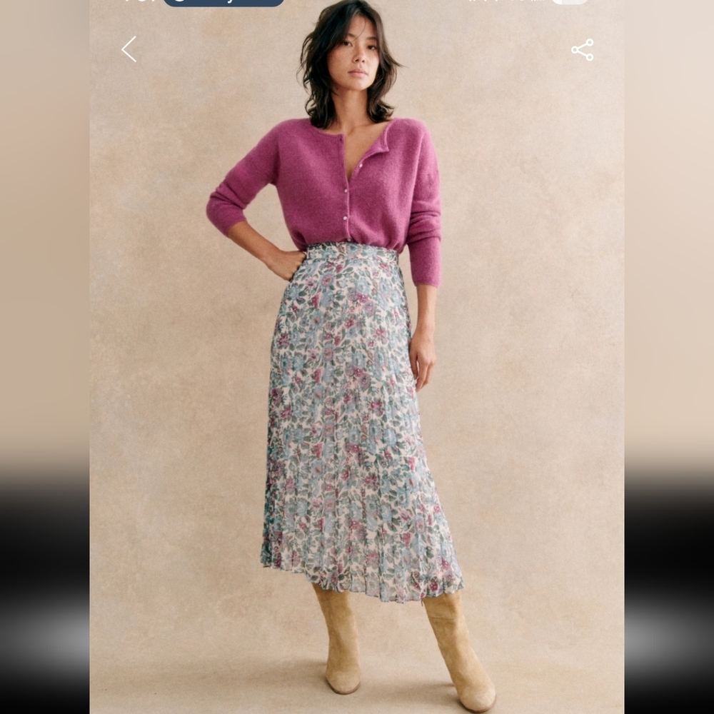 Sezane Dune Skirt - Blue and Pink Floral